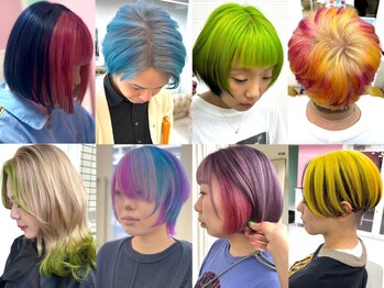 グラスペディア(graspedia)の写真/◆トリートメント効果があるブリーチ◆ダメージを感じずガツンと原色の派手髪に！艶と色味を同時に楽しめる