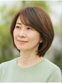 大人ショートボブ 艶感 ナチュラルボブ ひし形 小顔見え