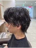 シャドウウルフパーマメンズカットサーフカールスパイラルパーマ