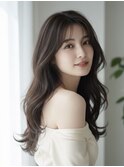 大人可愛い20代30代40代ロングレイヤーグレージュ