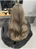 ブリーチなしダブルカラーレイヤーカットミルクティーベージュ