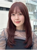 顔周りレイヤーカットグレージュカラーくびれボブベージュカラー
