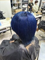 アジールヘア 所沢プロペ通り店(agir hair)&nbsp;ネイビーブルーショートヘア美髪ワイドバングケアブリーチ所沢