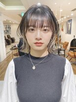 インナーカラー 外ハネボブ 黒髪 切りっぱなしボブ【riku】