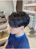 ニュアンスパーマ×センターパート
