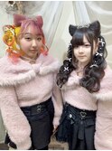 双子ヘア　ねこ耳　ハート　ヘアメ