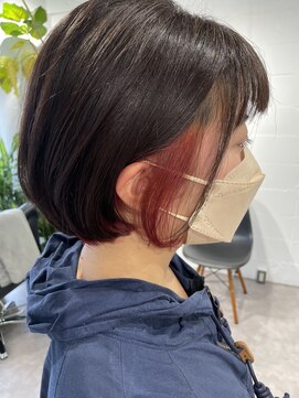 シェル 吉祥寺(shell) 大人かわいいミニボブ_インナーレッド