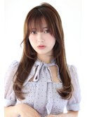 <瀧川彩季>ロングレイヤーにブリーチなし透明感ピンクベージュ