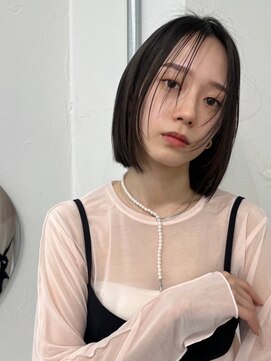 ハニーシブヤ(HONEY shibuya) レイヤーボブ髪質改善黒髪ワンレンミニボブブルーブラック小顔