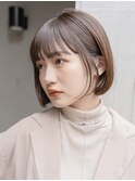ボブ 外ハネボブ くびれヘア 切りっぱなしボブ 暗めカラー