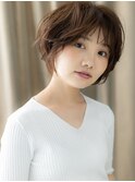 ミルクグレージュ小顔周りレイヤーショートボブX戸頭20代30代