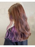 透明感×ツヤ感◎パープルインナーカラー＠ゆるふわロング