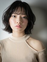 モッズヘア 上尾西口店(mod's hair)&nbsp;アッシュブラックくせ毛風ウルフボブパーマw上尾20代30代40代