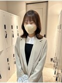 韓国風ヘア/ワンホンヘア/ベージュカラー/顔周りカット