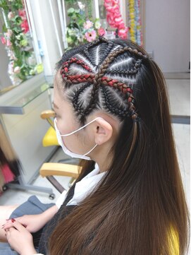 エクステ専門店ミキ 横浜店(MIKI) コーンロウ花型★学生イベントヘア★キッズダンスイベントヘア