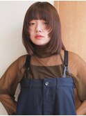顔周りレイヤーカットグレージュカラーくびれボブベージュカラー