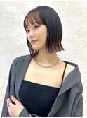 外ハネボブ/切りっぱなし/ブリーチなしWカラー/縮毛矯正5420