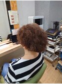 10代20代韓流☆ツイストパーマショートマッシュアッシュブラウン