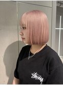 【暖音】柔らかいピンクベージュと顎ラインボブスタイル♪
