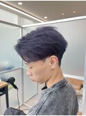 ナチュラルショート×パープルカラー