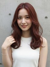 ヘアサロンエムフィス 池袋東口(HAIR SALON M Fe's)&nbsp;レイヤー/前髪カット/池袋/韓国ヘア/ボルドー/ワインレッド