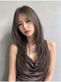 グレージュ/ブリーチなしダブルカラー/韓国風レイヤーカット