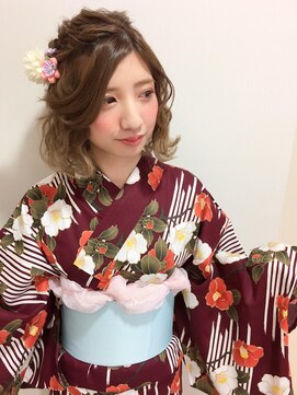 エルパティオ(EL PATIO) 浴衣　波ウェーブのボブアレンジ