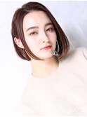 大人可愛い小顔美髪ツヤ髪ダークブラウンセンター分けボブA5