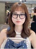 (オン眉/くびれヘア/おくれ毛/フェイスレイヤーカット/ベージュ