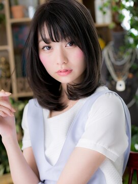 カバーヘア イヴ 戸頭店(COVER HAIR EVE) シースルーバング黒髪小顔レイヤーミディアムc5戸頭20代30代40代