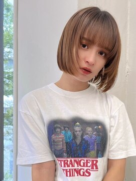 ハニーシブヤ(HONEY shibuya) レイヤーボブ×ミルクティーベージュ