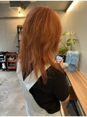 ロングウルフ/ウルフカット/レイヤーウルフ/オレンジカラー