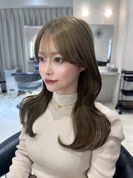 【Euphoria MITSUKI】透明感オリーブベージュ×小顔サイドバング