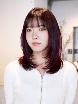 ロング顔周りレイヤー前髪カット韓国ヘア美髪_ba553611