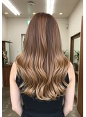 レイヤーロングベージュ20代30代40代くびれエクステ韓国ヘア