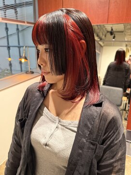 ノル 栄矢場町(nol) レッドインナー×ラベンダーブラウン(姫カット/暖色/レイヤー/)