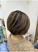 白髪ぼかしハイライトバレイヤージュ
