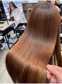 縮毛矯正で上品なツヤ髪に＿ライトブラウン＿ロング［東陽町］