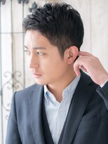 モッズヘアメン 名護大東店(mod's hair men)&nbsp;爽やかオールバックアッシュブラック刈り上ショートi名護大東