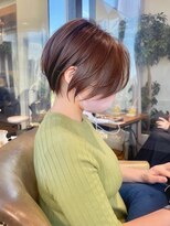 30代、40代/丸みくびれショートボブ×白髪染めハイライト/大宮