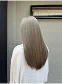 ロングヘアオリーブベージュブリーチカラーダブルカラー