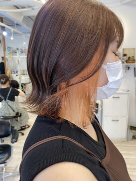 フラバー(flover) ブリーチ1回~インナーオレンジ×外ハネボブ【miyabi】