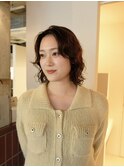 ミディアムパーマデジタルパーマグレージュカラーレイヤーカット