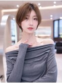 大人ガーリーショートボブ/似合わせカット/ダークアッシュ
