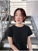 ダークパープル/ナチュラルショート/夏のヘアアレンジ/天神今泉