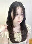 大人ガーリーダークアッシュ似合わせカットミディアムレイヤー