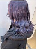 小顔セミウェットウェーブピンクベージュハイライトカラー
