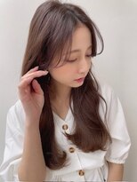 艶髪　ゆる巻き　髪質改善ストレート　ベージュピンク