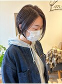小顔ナチュラル前下がりショートボブひし形20代30代40代耳かけ