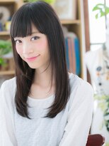 カバーヘア ブリス 戸田公園西口店(COVER HAIR bliss)&nbsp;厚めバング黒髪ダークアッシュストレートc5戸田公園20代30代40代